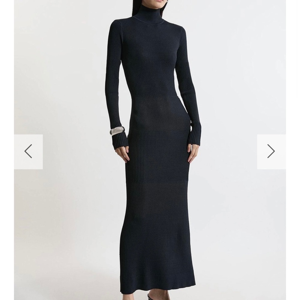 Karen Millen Black Ribbed Maxi Dress